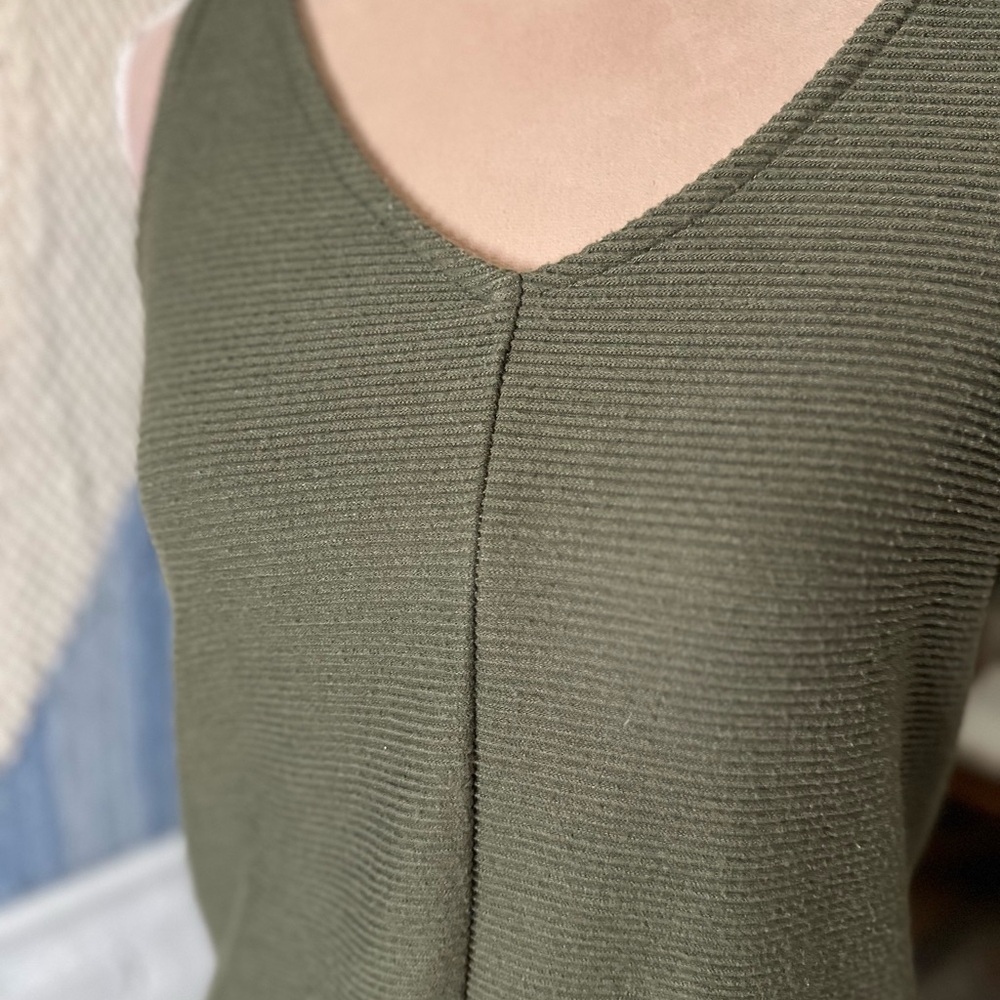 Loft Green Horizontal Ribbed Tank Top with Front Tie - Picture 5 of 9
